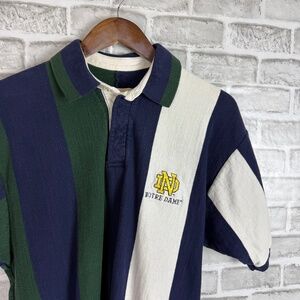 Notre Dame Dehen VIntage Rugby Style Thick Cotton Polo Shirt Mens MEDIUM